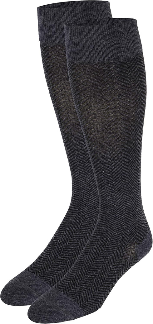 TOUCH Compression 15-20 mmHg, 1 Socks for Men, Herringbone, Cotton, Pair, Charcoal, X-Large