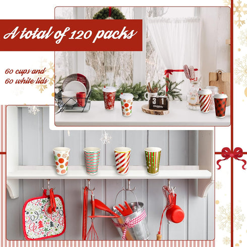 WILLBOND 60 16 oz 6 Pcs Hot Chocolate Coffee Cups Christmas Party Favor Gift Disposable Coffee Cups Holiday Hot Cocoa