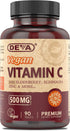 DEVA Vegan Vitamin C, 500 MG, with Elderberry, Echinacea, Zinc & More, Vegan, 90 Tablets, 1-Pack