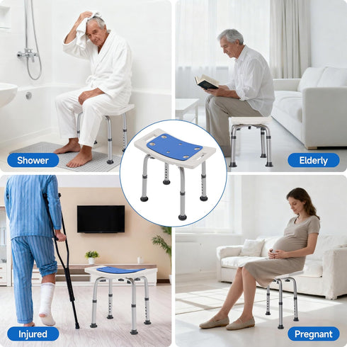 6 Shower Chair for Elderly Shower Seat for Inside Tub Tool-Free Shower Stool Adjustable Heights Bathtub Chairs