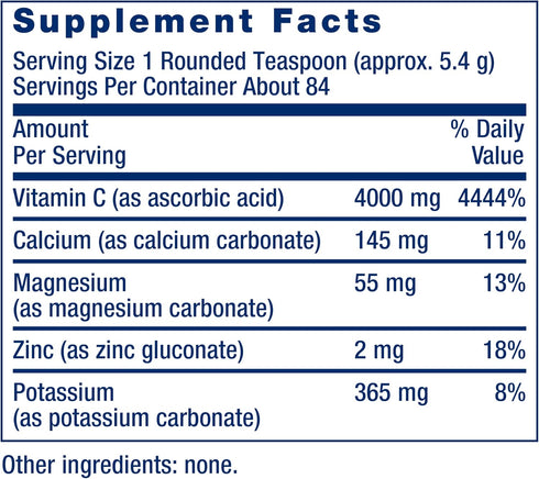 Life Extension Buffered Vitamin C Powder, 454 grams, for Sensitive Stomachs, Gluten Free