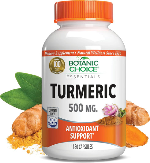Botanic Choice Premium Turmeric Antioxidant Support, Joint Health Supplement for Adults, 180 Vege Capsules