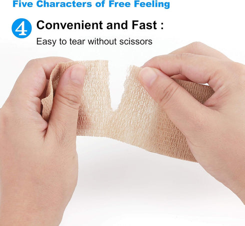 Cohesive Bandage Wrap, Self Adhesive Medical Tape, Vet Wrap, Athletic Elastic Stretch Band for Sport Injury & Wound