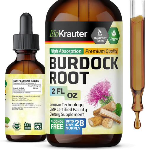 Burdock Root Tincture - Organic Extract Liquid Supplement - Antioxidant Support - Vegan Drops 2 Fl.Oz.