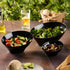 PLASTICPRO Angled Plastic Bowls, Disposable Small Black Serving Bowls with Gold Rim for Party Appetizer Salads, Pack of