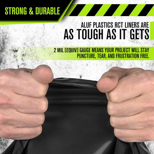 Aluf Plastics 55 Gallon Trash Bags Heavy Duty - (Huge) - 2.0 MIL Thick (equiv) - 38" x 58" - Garbage Bags for Toter, Contractors, Lawn, Leaf, Yard Waste, Kitchen, Industrial, Black, 50 Pack by Aluf Plastics