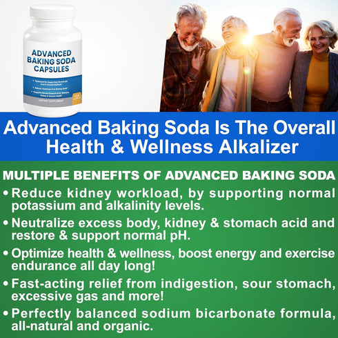 Immune, Advanced Baking Soda Capsules: Organic Use Aluminum Free Baking Soda w/Superfoods to Support Kidneys, Stomach