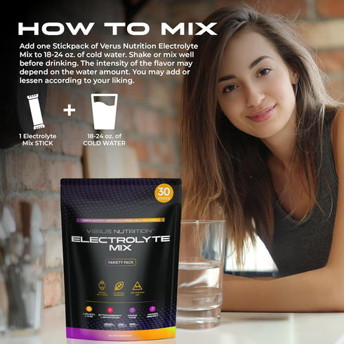 Pack 30 Electrolytes Hydration Sticks No Sugar - Zero Calorie Variety | Sugar Free Electrolytes for Keto & Vegan |