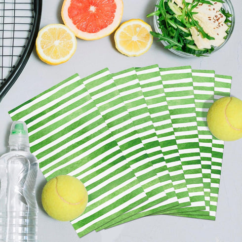 KTHONIOMANTE 200PCS 2 Pack, 4.5x8 Inch Green & White Stripe Guest Napkins, Ply Disposable Paper Striped Dinner Hand