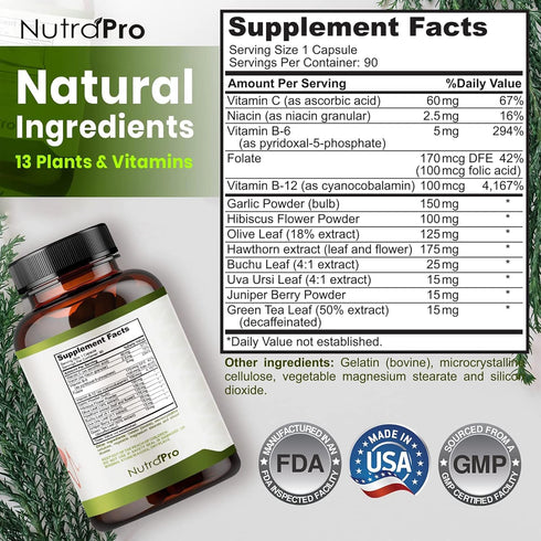 Heart Health Blood Pressure Support Supplement with Hawthorn Berry & Hibiscus for Healthy Hypertension