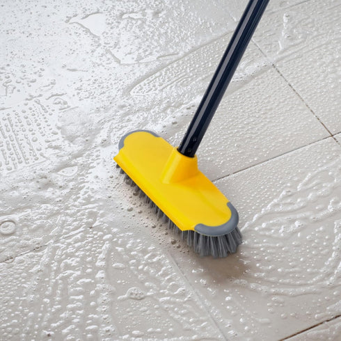 Deck Brush with Long Handle, Scrub Brush for Shower, 50'' Outdoor Floor Scrubber Broom for Cleaning