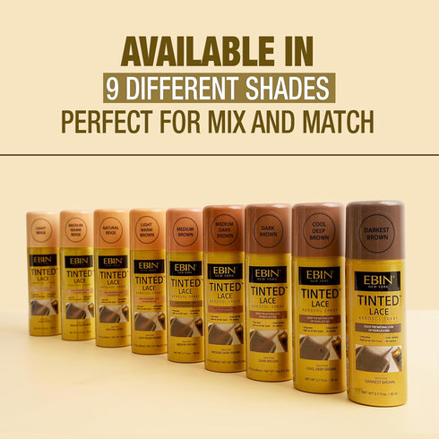 Tinted Lace Aerosol Spray, Medium Brown, Quick Dry, Water Resistant, Natural Look
