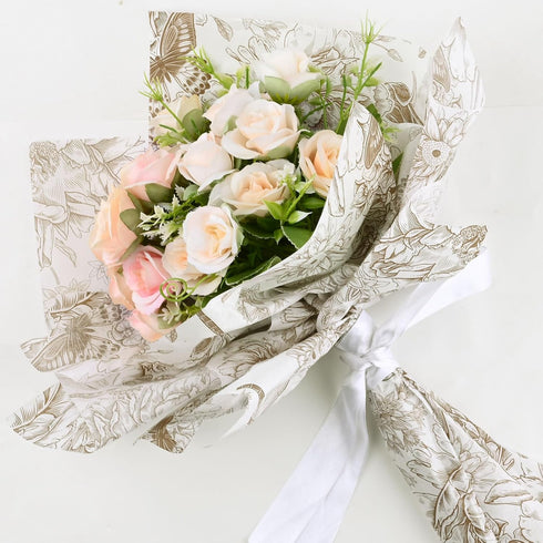 Bolsome 100 Sheets 20 * 14 Inches Vintage Floral Printed Tissue Paper for Gift Wrapping, Peonies, Hydrangea