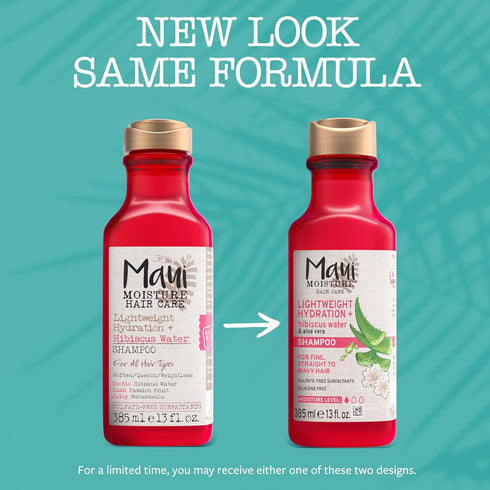 Maui Moisture Lightweight Hydration + Hibiscus Water Shampoo for Daily Moisture, No Sulfates, 13 fl oz
