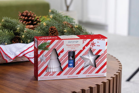 Set Airome Tinsel & Twinkle Ornament Essential Oil Diffuser Gift