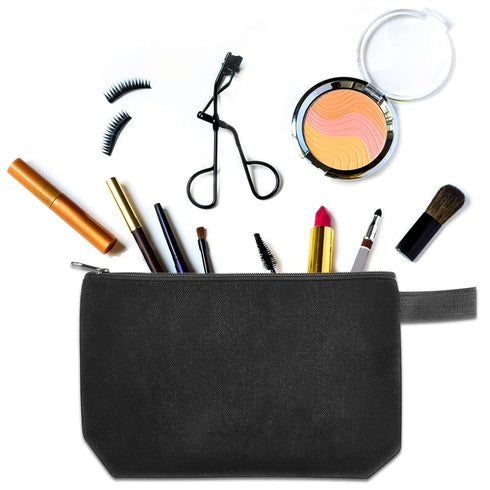 Weewooday 8 Pack Blank DIY Canvas Zipper Pouch - Bulk Makeup Bags for Back to School Gifts, Black
