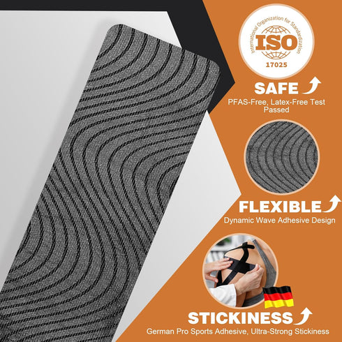 TEAWOO 2 (2in 16.4Ft) TEAWO Kinesiology Tape Rolls X Waterproof, Hypoallergenic, Latex-Free Athletic Tape, Muscle