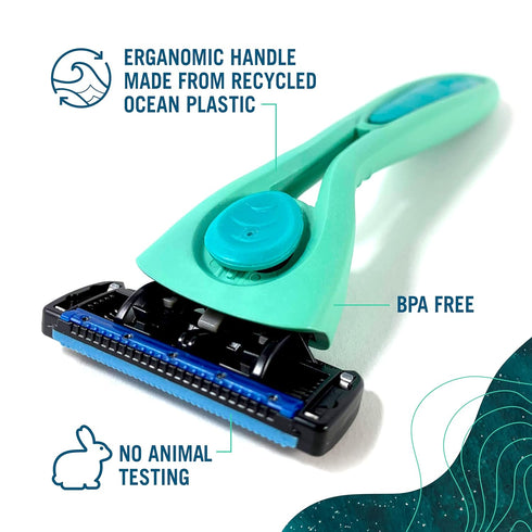 Preserve POPi Shave 5 Razor System Made with Recycled Ocean Plastic, 5-blade Cartridge in Charcoal Grey