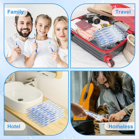 200 Prepasted Disposable Toothbrushes Individually Wrapped, Soft Bristle for Hotel, Camping, Travel, Gift for Homeless