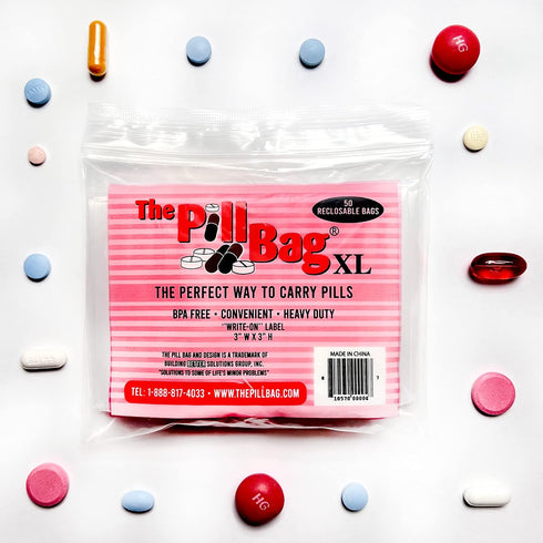 Medicine Pill Organizer with AM/PM Labels - Resealable Portable Disposable Pouches for Travel, 100 Count