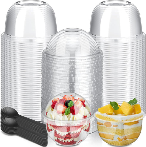 Jingmore 150 Pack 8.45 oz Fruit Cups with Lid Clear Plastic Cups with