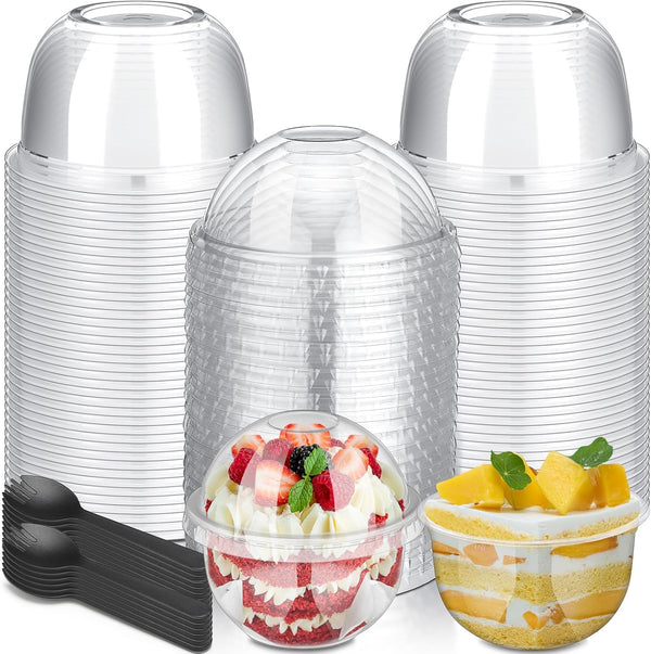 Jingmore 150 Pack 8.45 oz Fruit Cups with Lid Clear Plastic Cups with
