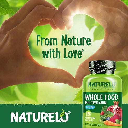 NATURELO Mens Multivitamins - Whole Food Multivitamin for Men with Vitamins, 120 Vegetarian Capsules for Health