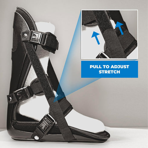 Brace On Adjustable Night Splint for Plantar Fasciitis and Foot Pain Relief, Medium, Black