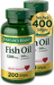 Nature's Bounty Fish Oil Dietary Supplement - 360mg Omega-3, Supports Heart Health, 1200mg, 200 Softgels (Pack of 2)
