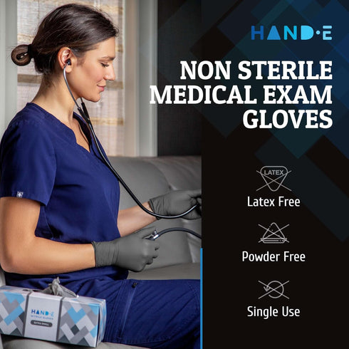 Disposable Grey Nitrile Gloves, 50 and 200 Count, Latex-Free Medical Gloves for Safety