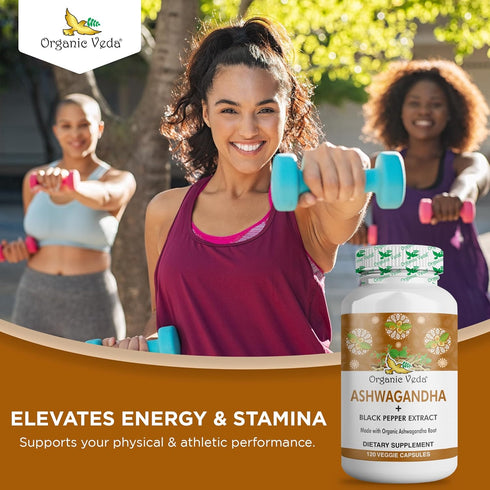 Organic Veda Ashwagandha Supplements, 1500mg, 120 Veggie Capsules with Black Pepper Extract