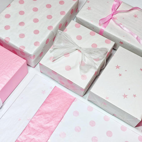 LIAPAWPAW 30 Sheets Pink Tissue Paper for Gift Bags, Metallic Gift Wrapping Tissue for Birthday Party Decor