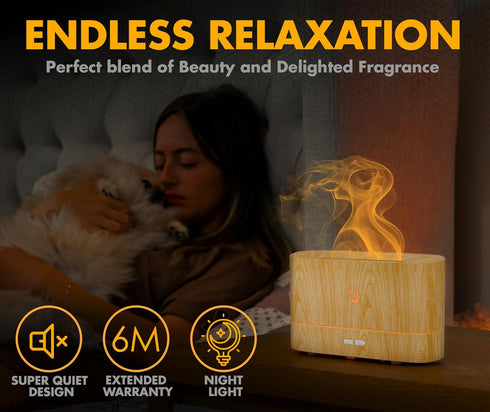 NABSAK Colorful Aroma Essential Oil Diffuser for Home, Quiet Cool Mist Flame Humidifier for Bedroom with Remote, Fire