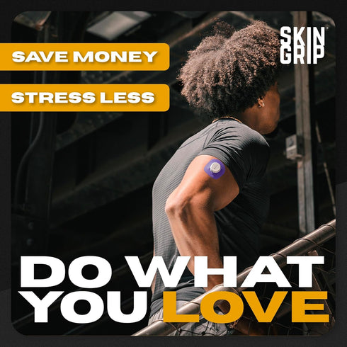 Skin Grip Adhesive Patches for Dexcom G7 & Stelo CGM, Waterproof & Sweatproof Cover, 20 Pack, Purple