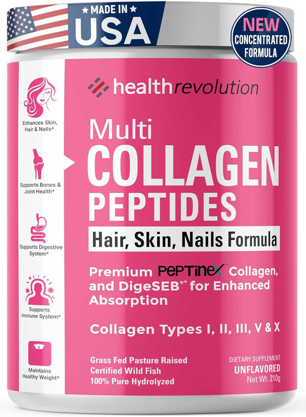 Health Revolution Multi Collagen Peptides Powder Types I, II, III, V, X, Hydrolyzed Collagen