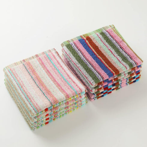Ultra Absorbent Kitchen Dishcloths, Cotton Cleaning Cloths Pack of 8, 12x12 Inches for Washing Dishes (Wide Stripe)