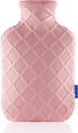 Hot Water Bottle with Soft Cover, 2L Hot Water Bag for Hot and Cold Therapies, Pain Relief for Sore Muscles, Pink