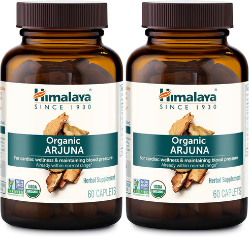 Himalaya Organic Arjuna - Blood Pressure Supplement for Cardiovascular Wellness, 700mg, 60 Count (Pack of 2)