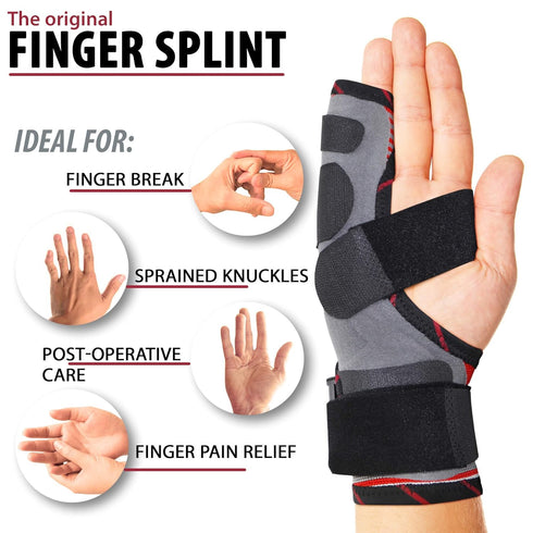 ORTONYX Wrist Immobilizer Brace - Pinky Finger Splint for 4th & 5th Finger, Ulnar Gutter Support, Adjustable, KB434 Gray