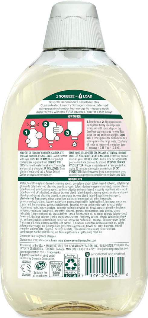 Seventh Generation EasyDose Laundry Detergent, Ultra Concentrated, 66 Loads, Mango & Mandarin Scent, 23.1 Fl Oz