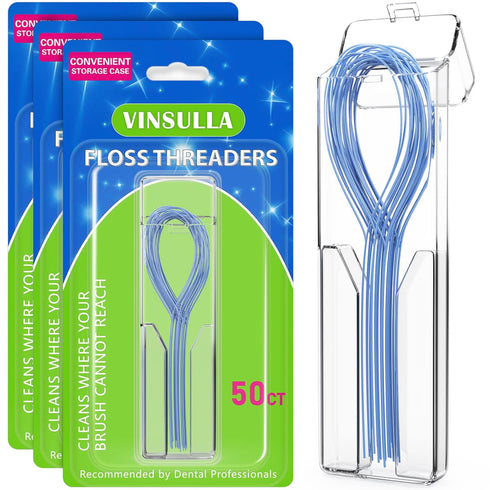 Floss Threaders for Braces, Bridges, and Implants, 50 Count (Pack of 3)