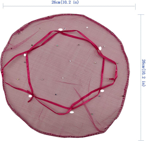 100pcs Sheer Organza Favor Bags, Round Drawstring Jewelry Candy Pouch, 26cm/10.2 inch Diameter (Hot Pink)