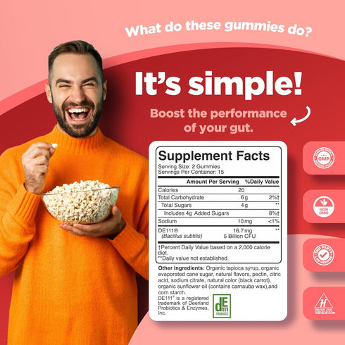 Healthy Gut Probiotic Gummies for Adults - 5 Billion CFU for Gut Health and Immune Support - 60 Gummies