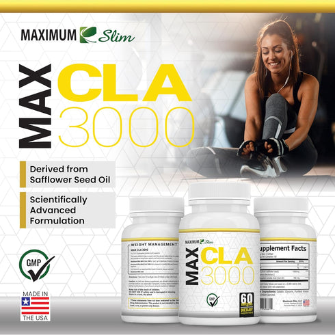 Maximum Slim MAX CLA 3000, High Potency Natural Weight Loss, 90 Count