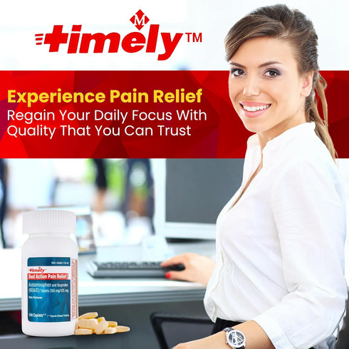 TIME-CAP LABS, INC. Dual Action Pain Reliever, Acetaminophen 250mg & Ibuprofen 125mg, 144 Count