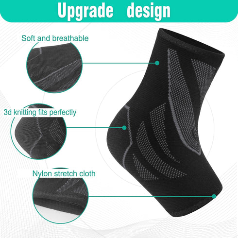 2 Pairs Ankle Brace for Women & Men, Ankle Compression Sleeve, Support Brace for Pain, Plantar Fasciitis Compression