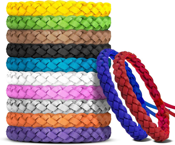 12 Pack Mosquito Repellent Bracelets, DEET-Free, Individually Wrapped PU Leather Insect Bug Repellent Wrist Bands