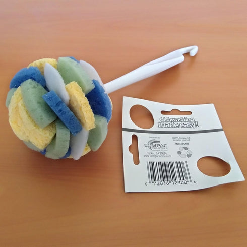 COMPAC HOME Dish Wand Plus - Cello, Foam & Scour Sponge Petals Brush for Cleaning Dishes, Pots, 2 Count