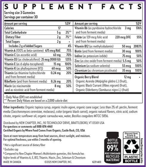 New Chapter 50+ Gummies 52% Gummy 90 Womens Multivitamin Less Sugar, Womens Healthy Aging Vitamins with Vitamin C, B