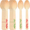 100 Pack Christmas Disposable Wooden Spoons, Merry Christmas Pattern for Cake, Hot Chocolate, Ice Cream